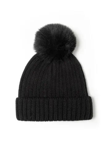 Girls 2 Piece set: knitted snood and hat with faux fur pom pom <span>(2y-14y)</span>-4