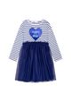 Striped Dress With Net Skirt (1y-3y)