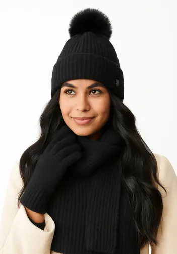 Women 3 Piece winter set: scarf, hat and gloves (One size)-11