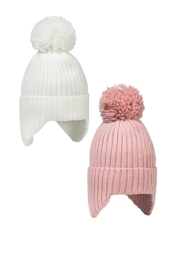 Girls 2 Pack Hat With Pom and Ear Flaps <span>(0-24m)</span>-1