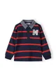 Boys Striped rugby style longsleeve shirt with collar and appliqué Boys Striped rugby style longsleeve shirt with collar and appliqué