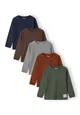 Boys 5 pack round neck long sleeve t shirts with prints