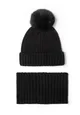 Girls 2 Piece set: knitted snood and hat with faux fur pom pom