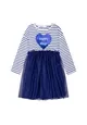 Striped Dress With Net Skirt (1y-3y)