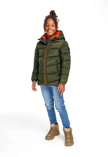 Boys Padded Jacket With Hood And Contrast Lining <span>(8y-14y)</span>-5