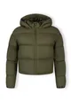 Women Short water repellent quilted jacket with hood and high collar