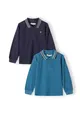 Boys 2 pack pique long sleeve polos with collar and embroidery Boys 2 pack pique long sleeve polos with collar and embroidery