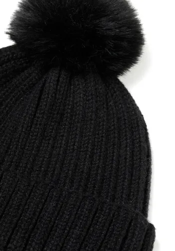 Girls 2 Piece set: knitted snood and hat with faux fur pom pom <span>(2y-14y)</span>-2