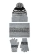 Boys 3 piece fair isle winter set: hat, snood and gloves