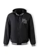 Men Baseball style jacket with detachable hood and embroidery
