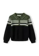 Boys Polo style cotton sweater with stripes and zip