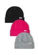 Unisex 3 pack ribbed beanie hats with fold up cuff