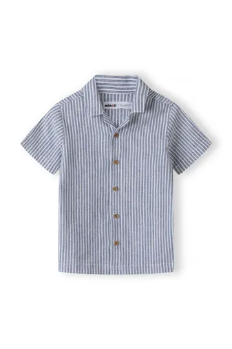 Boys Short Sleeve Linen Shirt with Wooden Button  <span>(2y-8y)</span>-1