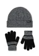 Boys Knitted beanie and gloves set with badge detail